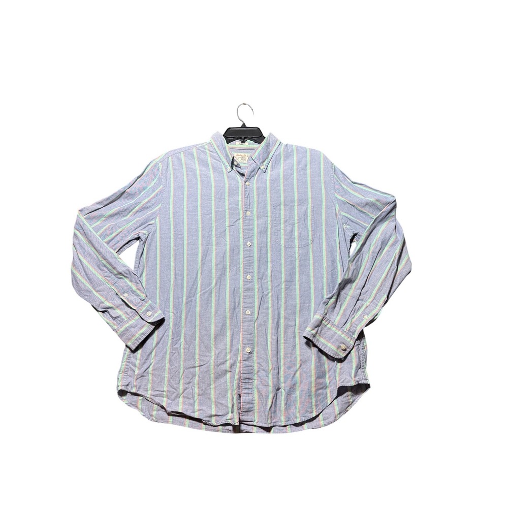 J.Crew Button Down Shirt Mens XL Blue Excellent Broken-In Oxford Striped Classic